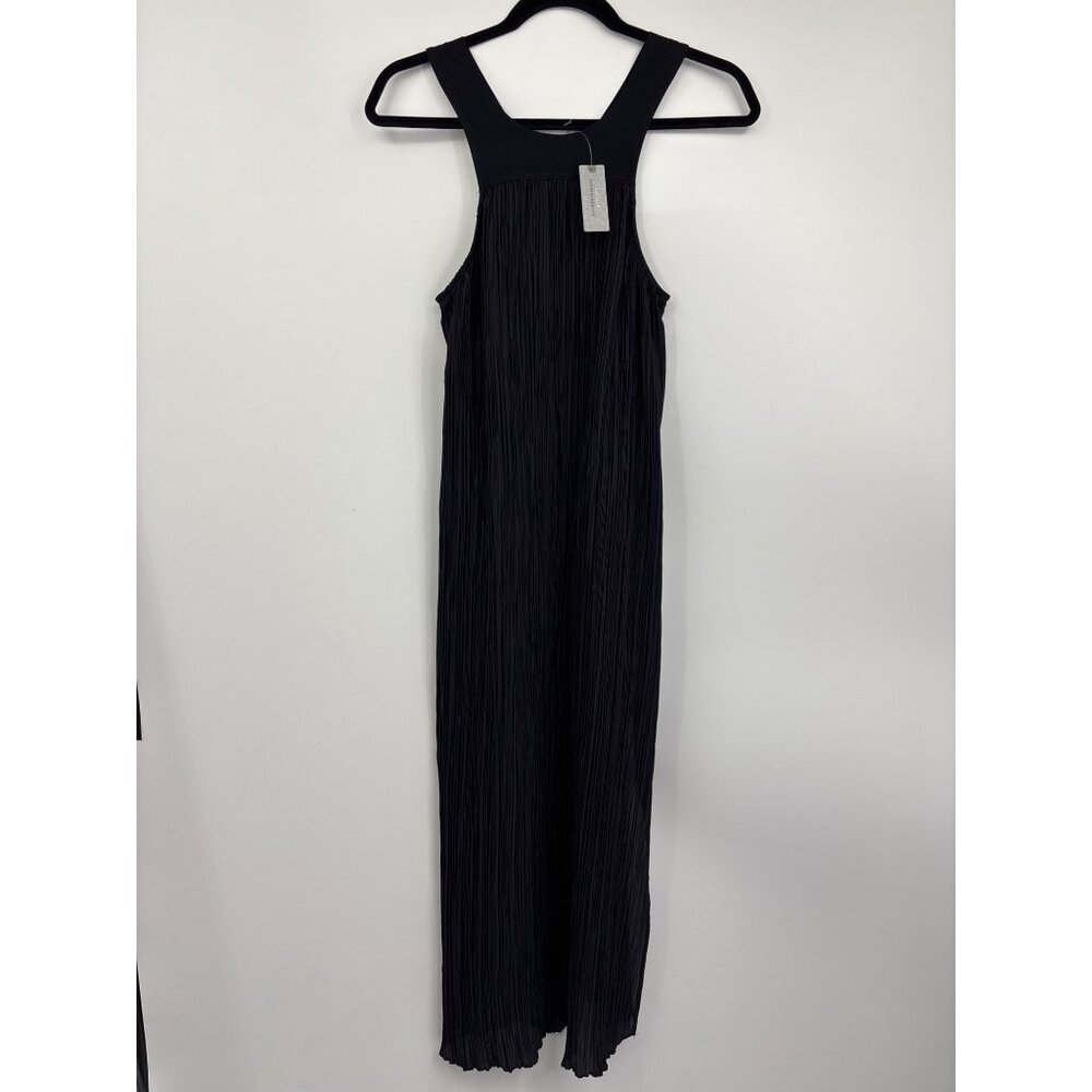 Anthropologie Halter Plissé Maxi Crinkle Dress Black XS Petite NEW - Picture 3 of 8